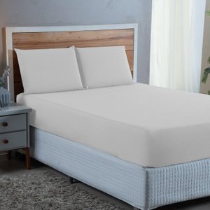 Kit Roupa Cama Casal 100% Algodão 3 Peças Percal 300 Fios Hotel Pousada:branco