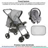 Carrinho Bebe Berço Passeio Reversível Galzerano 15kg Milano Cinza + Bebê Conforto + Protetor Solar  - 2