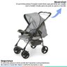 Carrinho Bebe Berço Passeio Reversível Galzerano 15kg Milano Cinza + Bebê Conforto + Protetor Solar  - 4