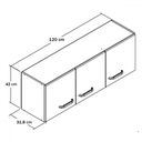 Ver imagem 7 de Armário Aéreo de Cozinha 120cm 3 Portas Berlim CO6300 Ipê - Decibal