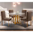 Ver imagem 1 de Conjunto Sala de Jantar 4 Lugares Mesa Redonda 1,0m e 4 Cadeiras Moveis Mix