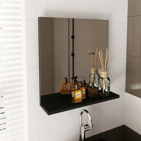 Espelheira para Banheiro Bn3642 Branco 45x46,5cm Tecnomobili Cor: Preto