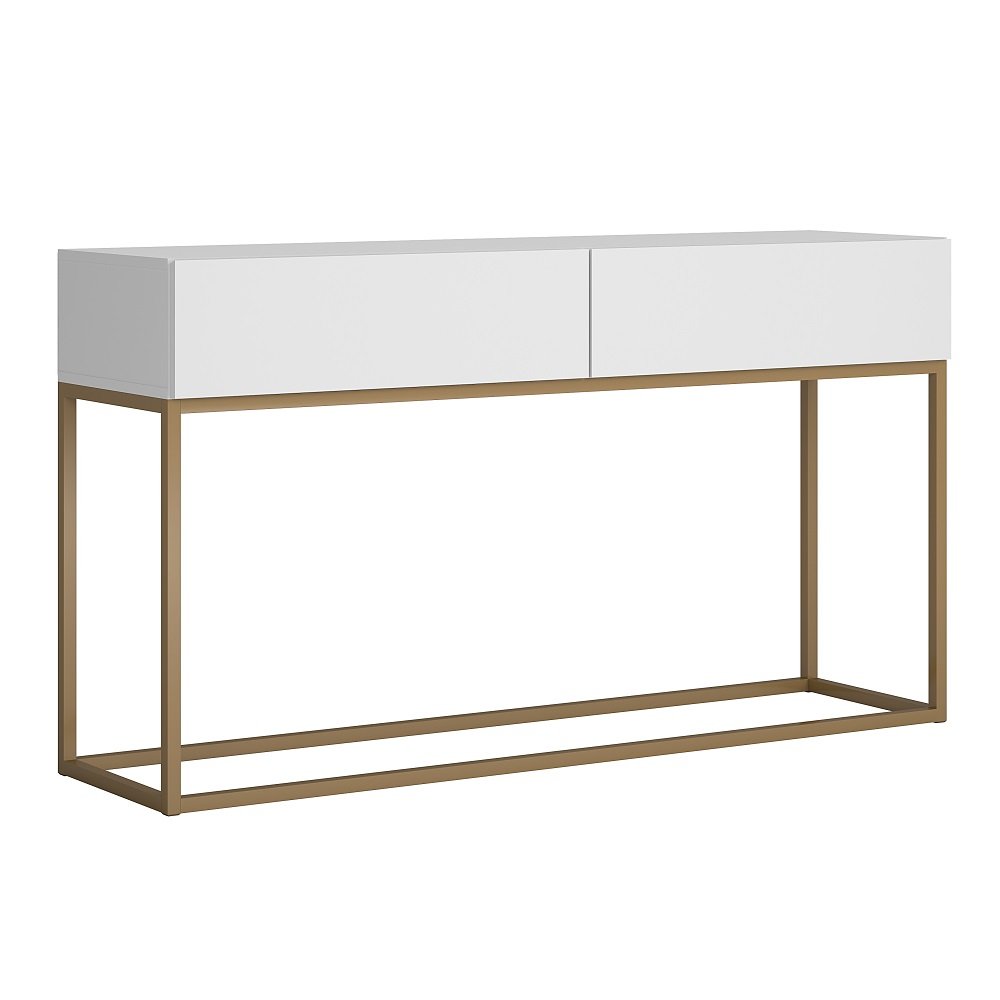 Buffet Industrial para Sala Recepção Escritorio Eros 110cm Base de Ferro Dourado:branco - 2