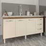 Balcão Armário Cozinha Gabinete para Pia 148 Cm 3 Gavetas e 3 Portas Deise Savana Off White - 3