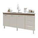 Ver imagem 4 de Balcão Armário Cozinha Gabinete para Pia 148 Cm 3 Gavetas e 3 Portas Deise Savana Off White