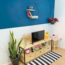 Ver imagem 4 de Rack de TV Industrial de Ferro e Madeira Style Square 3 Nichos Uno com Gaveta Natural e Preto