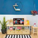 Ver imagem 5 de Rack de TV Industrial de Ferro e Madeira Style Square 3 Nichos Uno com Gaveta Natural e Preto
