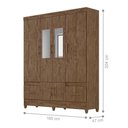 Ver imagem 5 de Conjunto Guarda Roupa Casal com Espelho e Cômoda Gokyo 6 Portas 4 Gavetas MDP Castanho Wood Moval