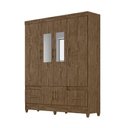 Ver imagem 2 de Conjunto Guarda Roupa Casal com Espelho e Cômoda Gokyo 6 Portas 4 Gavetas MDP Castanho Wood Moval