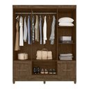 Ver imagem 3 de Conjunto Guarda Roupa Casal com Espelho e Cômoda Gokyo 6 Portas 4 Gavetas MDP Castanho Wood Moval