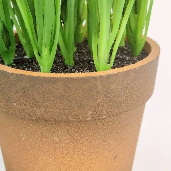 Capim Verde Com Vaso 20x19cm Folhagem Planta Artificial - 6