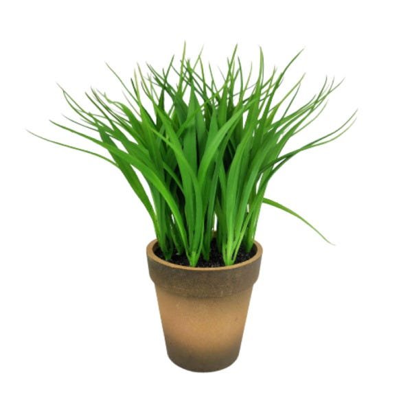 Capim Verde Com Vaso 20x19cm Folhagem Planta Artificial