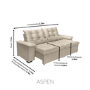 Ver imagem 3 de Sofá Retrátil e Reclinável Aspen 2.30m Super Pillow - Bege