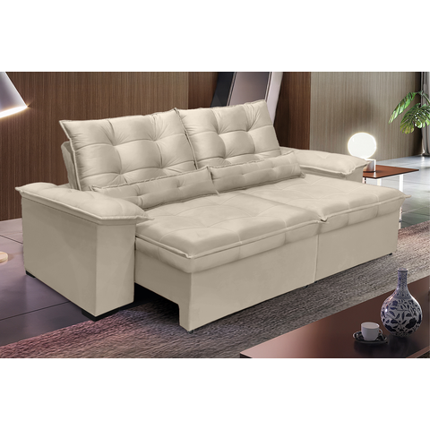 Sofá Retrátil e Reclinável Aspen 2.30m Super Pillow - Bege