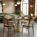Ver imagem 2 de Conjunto Mesa de Jantar Redonda Imperial 70cm Branca com 4 Cadeiras Roma - Marrom