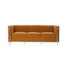 Sofa Le Corbusier de 3 Lugares Cromado em Sintético Caramelo - 1