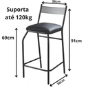 Ver imagem 4 de Kit 3 Banquetas Bancos Bistrô Alta para Cozinha Balcão Aço