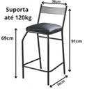 Ver imagem 4 de Kit 3 Banquetas Bancos Bistrô Alta para Cozinha Balcão Aço