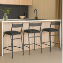 Ver imagem 3 de Kit 3 Banquetas Bancos Bistrô Alta para Cozinha Balcão Aço