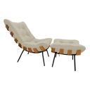 Ver imagem 3 de Poltrona Costela Icônica com Puff Design Moderno Atemporal:bege