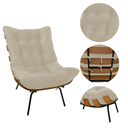 Ver imagem 2 de Poltrona Costela Icônica com Puff Design Moderno Atemporal:bege