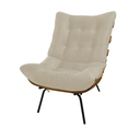 Ver imagem 6 de Poltrona Costela Icônica com Puff Design Moderno Atemporal:bege