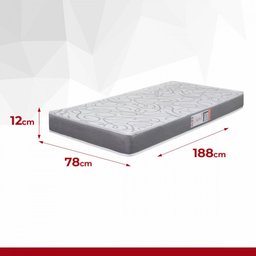 Colchão Solteiro Hellen Espuma D33 Pro Confort 78x188x12cm Cinza - 3 Colchão Solteiro Hellen Espuma D33 Pro Confort 78x188x12cm Cinza - 3