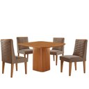 Ver imagem 2 de Mesa de Jantar Eloise 90cm Tampo Mdf Laminado com 4 Cadeiras Safira Moderna Mobília