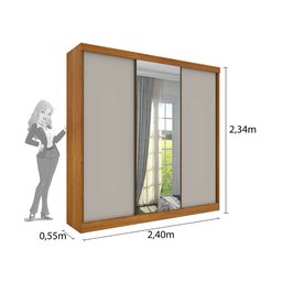 Guarda Roupa Casal Porta de Correr com Espelho 4 Gavetas Tcil Dakar – Cinamomo/ Off White Flex - 6