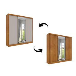 Guarda Roupa Casal Porta de Correr com Espelho 4 Gavetas Tcil Dakar – Cinamomo/ Off White Flex - 4