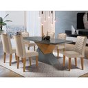 Ver imagem 1 de Mesa Aster 180 Tampo em MDF e Vidro com 6 Cadeiras Liz Moderna