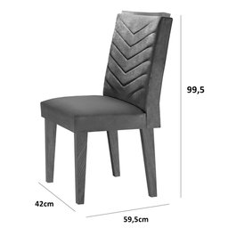 Mesa Aster 180 Tampo em MDF e Vidro com 6 Cadeiras Liz Moderna - 5