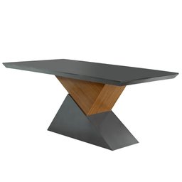 Mesa Aster 180 Tampo em MDF e Vidro com 6 Cadeiras Liz Moderna - 4