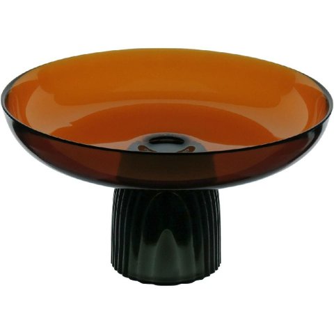Centro de Mesa Fruteira Decorativo Home&co com Pe Vidro 17x30x30cm Marrom