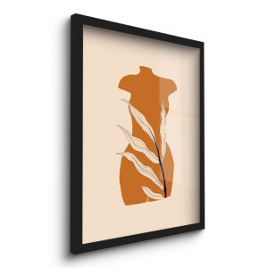 Quadro Decorativo Boho Silhueta Mulher Planta 45x33 C/vidro