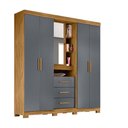 Ver imagem 2 de Guarda Roupa Casal 4 Portas com Espelho e 3 Gavetas Freijó / Cinza Eldorado - Moval