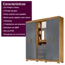 Ver imagem 7 de Guarda Roupa Casal 4 Portas com Espelho e 3 Gavetas Freijó / Cinza Eldorado - Moval