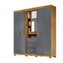 Ver mais imagens de Guarda Roupa Casal 4 Portas com Espelho e 3 Gavetas Freijó / Cinza Eldorado - Moval