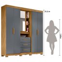 Ver imagem 5 de Guarda Roupa Casal 4 Portas com Espelho e 3 Gavetas Freijó / Cinza Eldorado - Moval
