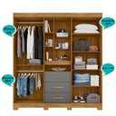 Ver imagem 3 de Guarda Roupa Casal 4 Portas com Espelho e 3 Gavetas Freijó / Cinza Eldorado - Moval