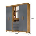 Ver imagem 4 de Guarda Roupa Casal 4 Portas com Espelho e 3 Gavetas Freijó / Cinza Eldorado - Moval