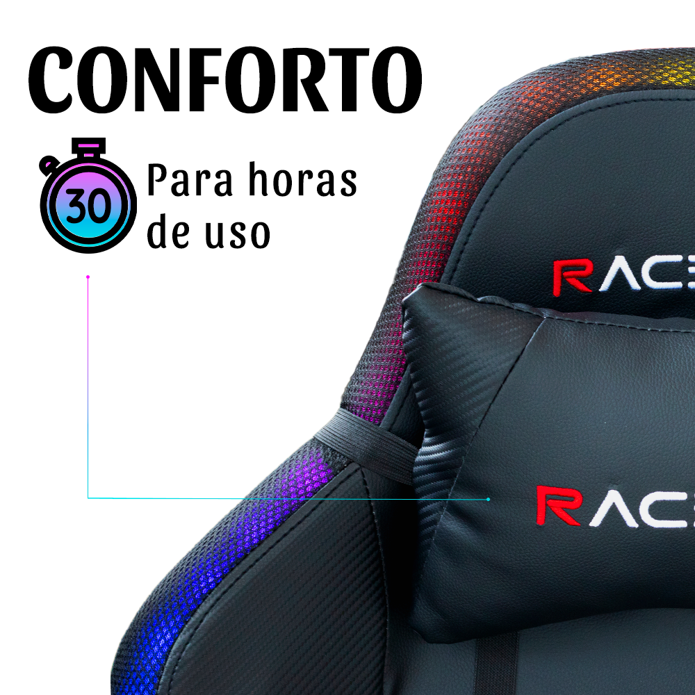 Cadeira Gamer Racer X Reclinavel Hype com Led RGB - 3