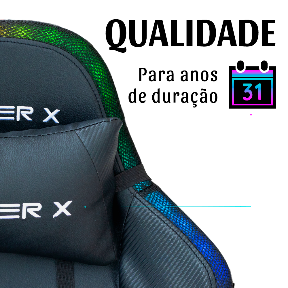 Cadeira Gamer Racer X Reclinavel Hype com Led RGB - 4
