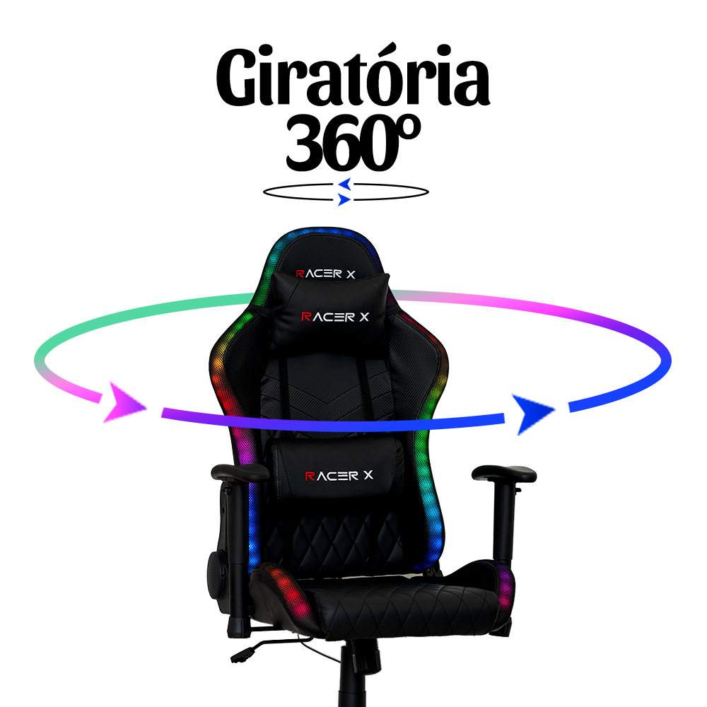 Cadeira Gamer Racer X Reclinavel Hype com Led RGB - 7