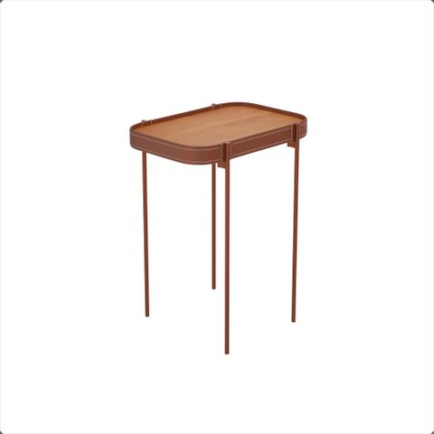 Mesa Lateral P Melin 47x31 Nature com Pes Metal Cobre Ofertamo