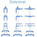 Ver imagem 6 de Varal de Chão 3 Andares Retrátil Dobrável Aço Inox com Rodas
