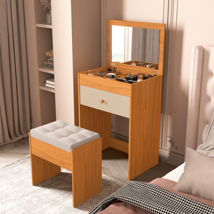 Penteadeira Completa C/ Banco Espelho Gaveta e Colmeia