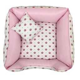 Cama Pet 60 x 60cm para Cachorro com Zíper Fofinha Coroa Rosa - 1