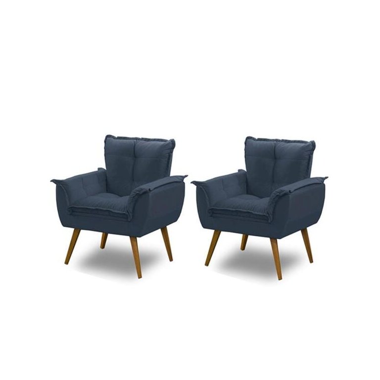 Kit 2 Poltronas Opala Luxo Azul - Adonai Estofados