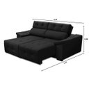 Ver imagem 2 de Sofá 3 Lugares Retrátil e Reclinável Esmeralda 2,10M Suede Preto